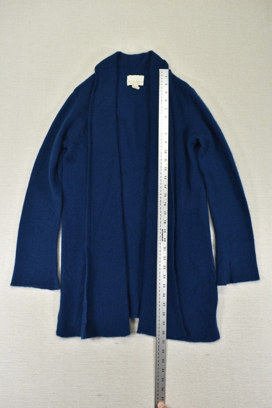 Cynthia Rowley Womens Large Blue 100% 2-Ply Cashmere Open Front Cardigan Sweater - Picture 6 of 7